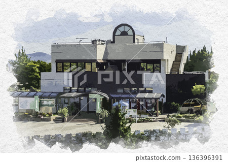 Watercolor style, Himeji, Himeji City Tegarayama Central Park Green Consultation Center, Himeji City, Hyogo Prefecture Watercolor style, Himeji, Himeji City Tegarayama Central Park Green Consultation Center, Himeji City, Hyogo Prefecture 136396391