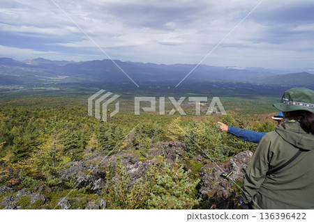 Mount Asama, Gunma Prefecture. View of the Oni no Oshidashi lava from the high ground of the Skyrock Trail. October 18, 2025. 136396422
