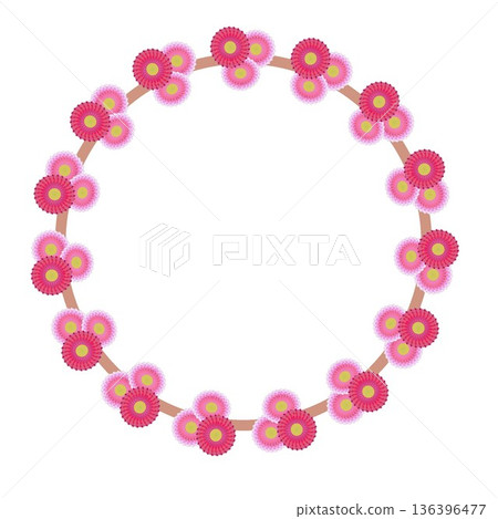 雛菊圓形框插圖 136396477