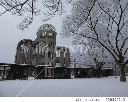 Atomic Bomb Dome in a snowy landscape Atomic Bomb Dome in a snowy landscape 136396643