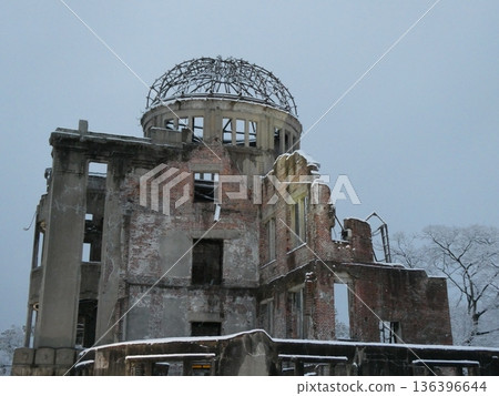 Atomic Bomb Dome in a snowy landscape Atomic Bomb Dome in a snowy landscape 136396644