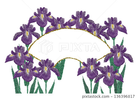 【鳶尾花扇形框】手工刺繡插圖材料 136396817