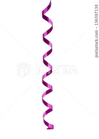 Lilac serpentine streamer on white background. Party decoration 136397138