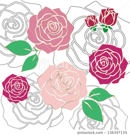 Elegant gold-edged rose material Elegant gold-edged rose material 136397139