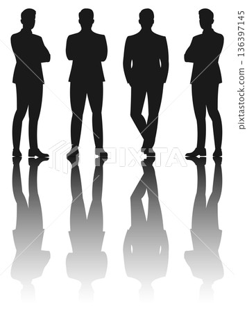 Set of silhouettes of men in suits Set of silhouettes of men in suits 136397145