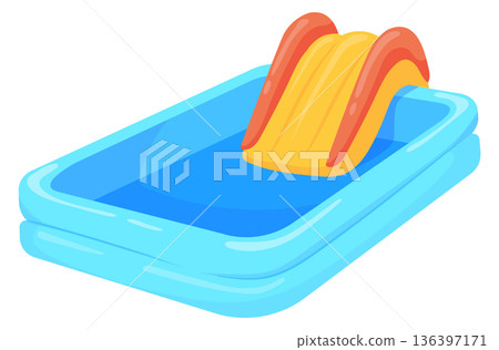 Water slide. Pool park summer attraction cartoon icon 136397171