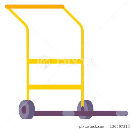 Warehouse trolley cart. Yellow metal platform icon Warehouse trolley cart. Yellow metal platform icon 136397213