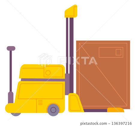 Fork truck color icon. Warehouse crate stacker Fork truck color icon. Warehouse crate stacker 136397216