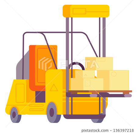 Industrial box stacker. Cargo loader machine icon 136397218