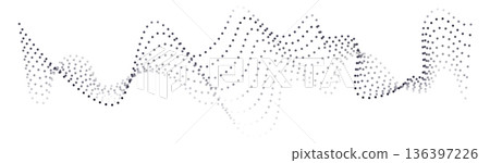 Waveform flow in digital dot line pattern style Waveform flow in digital dot line pattern style 136397226