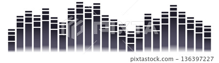 Digital sound equalizer. Loud music beat icon Digital sound equalizer. Loud music beat icon 136397227