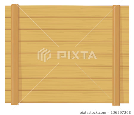 Wooden panel barrier. Cartoon hardwood plank boundary 136397268