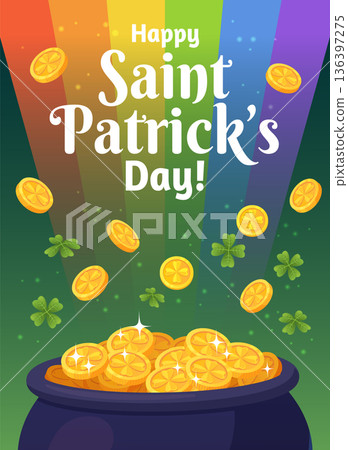 Saint Patrick celebration banner. Happy holiday card 136397275