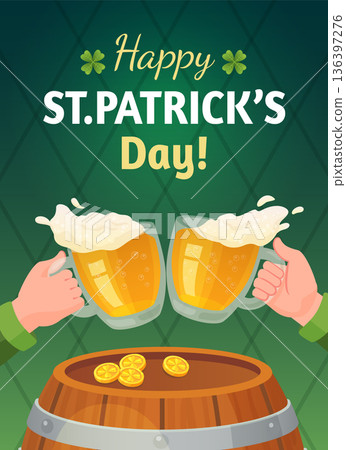 Happy Patrick day party flyer. Traditional holiday banner 136397276
