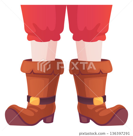 Fantasy gnome boots. Fairy legs cartoon icon Fantasy gnome boots. Fairy legs cartoon icon 136397291