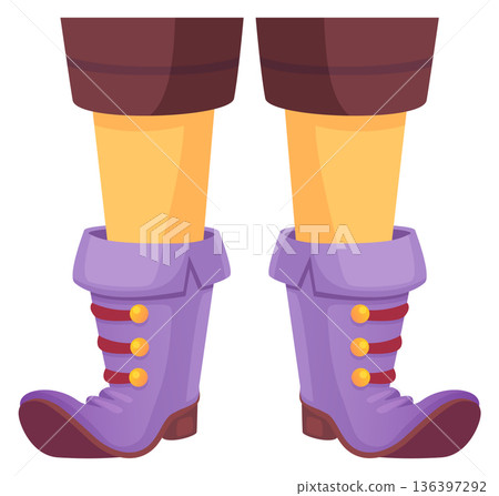 Fairytale character legs. Magical dwarf feet cartoon icon Fairytale character legs. Magical dwarf feet cartoon icon 136397292