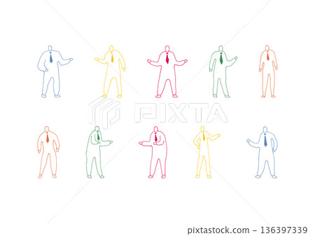 Loose hand-drawn illustration set of people wearing colorful ties Loose hand-drawn illustration set of people wearing colorful ties 136397339