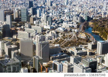 Aerial view of Kasumigaseki and the National Diet Building 136397340