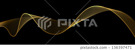 Gold abstract waves background. Golden curve lines vector illustration isolated on black. Luxury glitter shiny swirl pattern. Elegant modern fashion design element Gold abstract waves background. Golden curve lines vector illustration isolated on black. Luxury glitter shiny swirl pattern. Elegant modern fashion design element 136397471