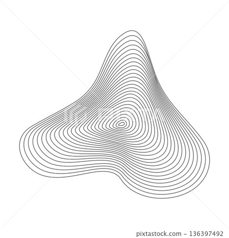 Abstract organic ripple line shape pattern vector. Topography circle. Liquid irregular ring. Fluid geometric shape. Dynamic wavy black form isolated on white background. Graphic flow element Abstract organic ripple line shape pattern vector. Topography circle. Liquid irregular ring. Fluid geometric shape. Dynamic wavy black form isolated on white background. Graphic flow element 136397492