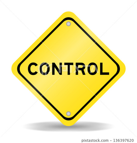 Yellow color transportation sign with word control on white background Yellow color transportation sign with word control on white background 136397620