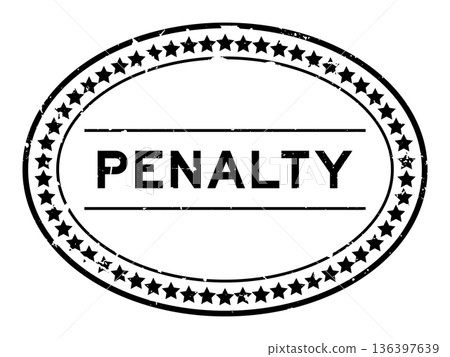 Grunge black penalty word oval rubber seal stamp on white background 136397639