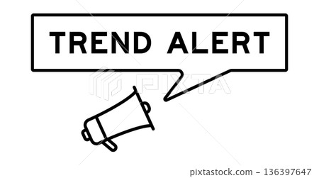 Megaphone icon with speech bubble in word trend alert on white background Megaphone icon with speech bubble in word trend alert on white background 136397647