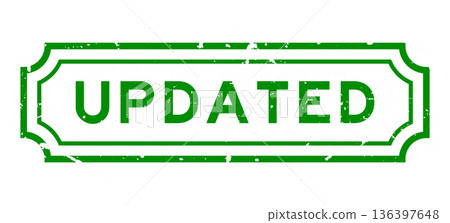 Grunge green updated word rubber seal stamp on white background Grunge green updated word rubber seal stamp on white background 136397648