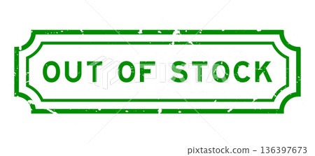 Grunge green out of stock word rubber seal stamp on white background 136397673