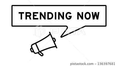 Megaphone icon with speech bubble in word trending now on white background Megaphone icon with speech bubble in word trending now on white background 136397681
