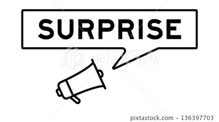 Megaphone icon with speech bubble in word surprise on white background Megaphone icon with speech bubble in word surprise on white background 136397703