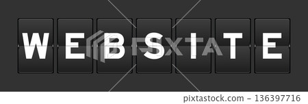 Black color analog flip board with word website on gray background 136397716