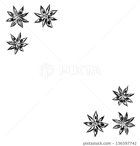 Corner frame material decorated with star anise (star anise) 136397742