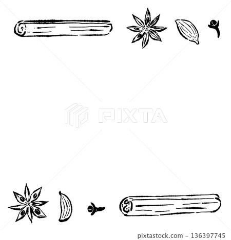 A simple frame material with cinnamon and star anise on top and bottom A simple frame material with cinnamon and star anise on top and bottom 136397745
