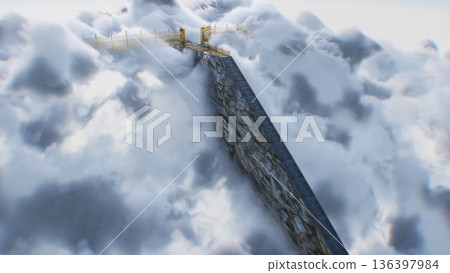 stairway to heaven. paradise, eden gates. Religious concept. 3d rendering. 136397984