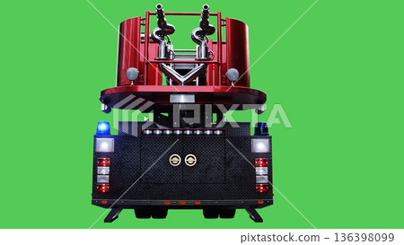 fire engine driving fast. realistic dynamic reflections on the car body.3d rendering. 136398099