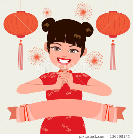 Chinese Woman Celebrating Chinese New Year Chinese Woman Celebrating Chinese New Year 136398145