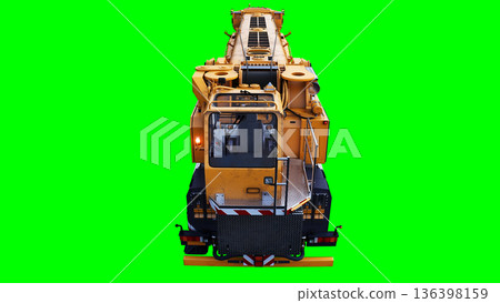 a mobile construction crane. Isolate green screen. 3d rendering. a mobile construction crane. Isolate green screen. 3d rendering. 136398159