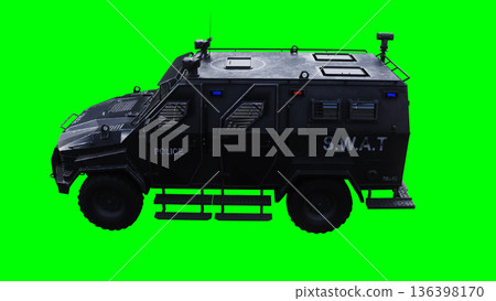 Armor swat police car green screen isolate.3d rendering. 136398170