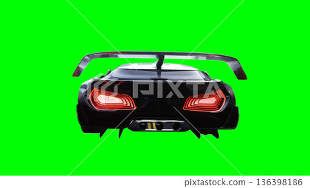 Futuristic electric, luxury, sport car driving fast. realistic reflections on the car body. green screen isolate. 3d rendering. 136398186