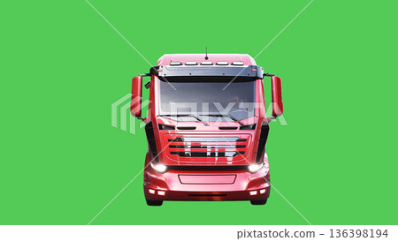Oil truck driving fast. realistic dynamic reflections on the car body. green screen isolate. 3d rendering. 136398194