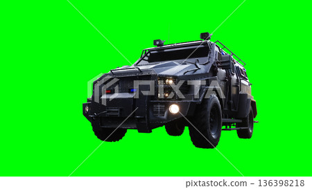 Armor swat police car green screen isolate.3d rendering. Armor swat police car green screen isolate.3d rendering. 136398218