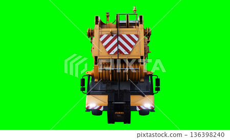 a mobile construction crane. Isolate green screen. 3d rendering. a mobile construction crane. Isolate green screen. 3d rendering. 136398240