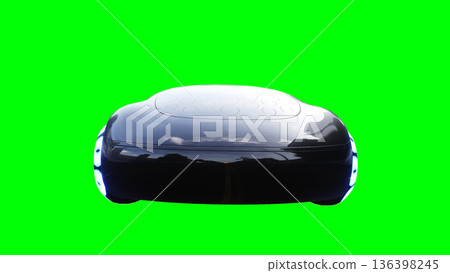 Futuristic, electric black car driving fast. realistic dynamic reflections on the car body. green screen isolate. 3d rendering. Futuristic, electric black car driving fast. realistic dynamic reflections on the car body. green screen isolate. 3d rendering. 136398245