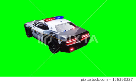 police car green screen isolate.3d rendering. 136398327