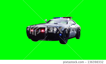 police car green screen isolate.3d rendering. 136398332