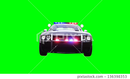 police car green screen isolate.3d rendering. police car green screen isolate.3d rendering. 136398353