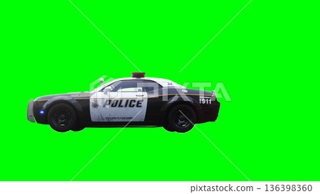 police car green screen isolate.3d rendering. 136398360