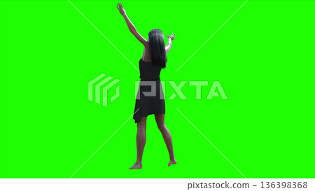 A woman with hair blowing in the wind . realistic dynamic . green screen isolate. 3d rendering. 136398368