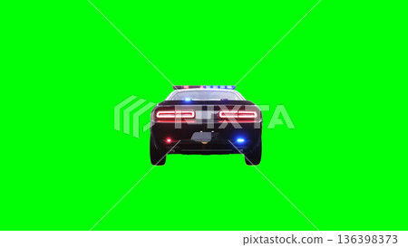 police car green screen isolate.3d rendering. 136398373